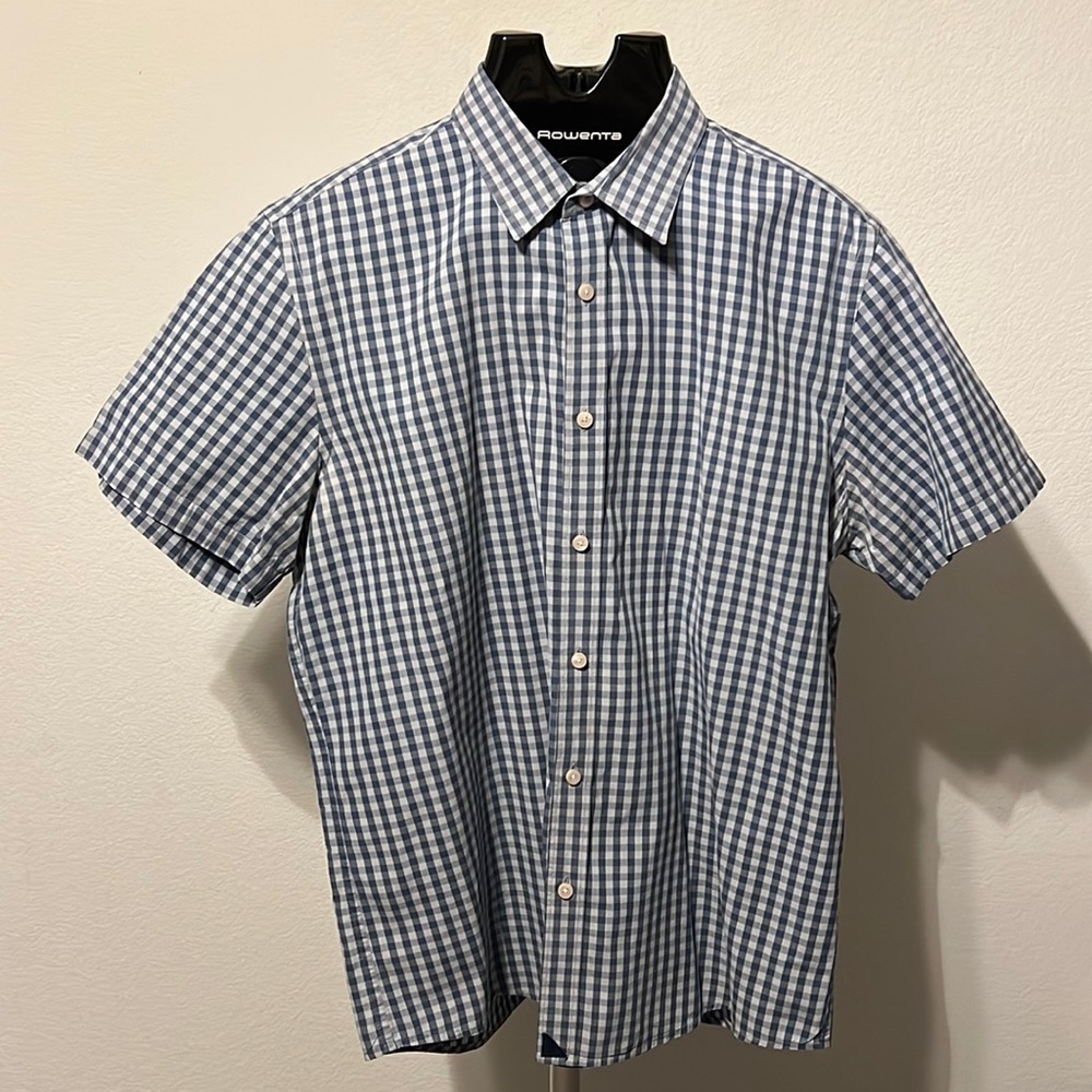 UNTUCKit Blue and White Checkered Dress Shirt